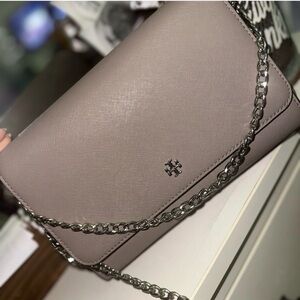 Tory Burch Taupe Chain Clutch